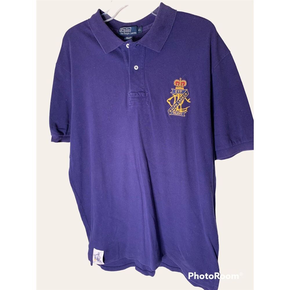 Vintage Ralph‎ Lauren Mens XL Faded Crest Spell Out Double Sided Polo Shirt